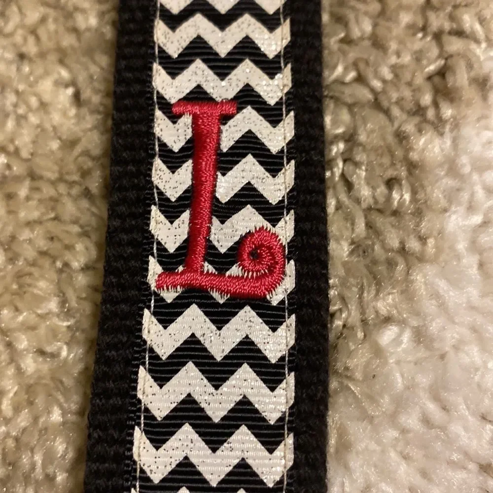Glittered Chevron “L” Wrist Keychain